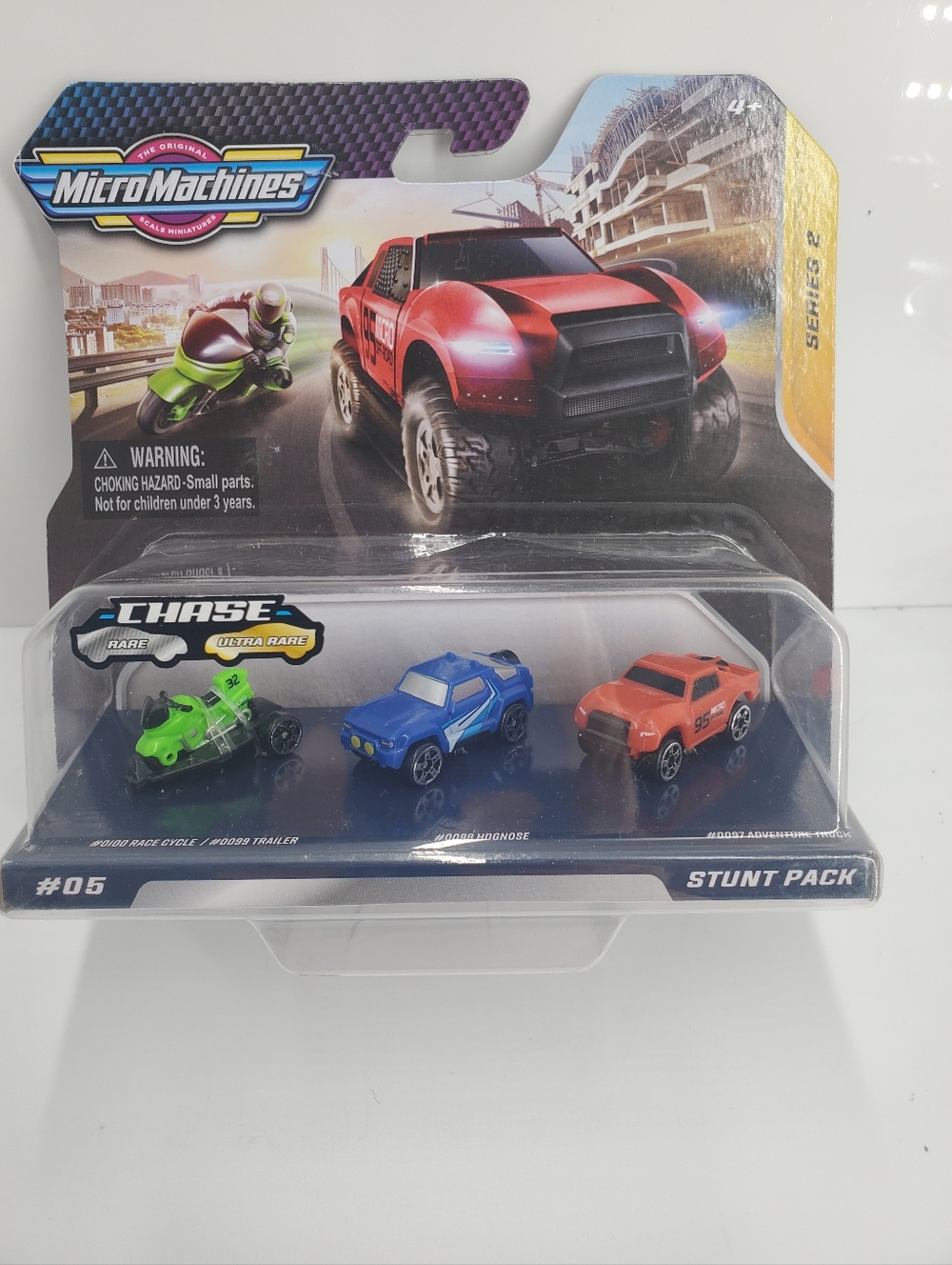 Micro Machines Series 2 STUNT PACK # 05 Motorcycle Hognose Adventure Truck NEW